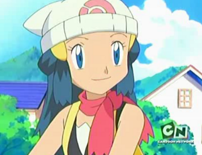 A very happy Dawn looking at you, Pokémon