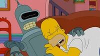 Bender with Homer Simpson Sleeping