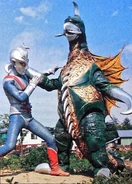Zone Fighter dueling Gigan