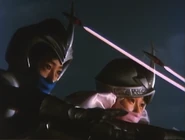 Zone Angel and Zone Fighter shooting head Lasers