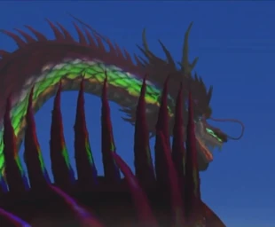 Westcott in Dragon Form looking at Aldegyr Kingdom from space before destroying it