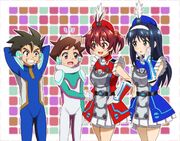 Vividred Operation meets Shinkalion Hayato Hayasugi Akane Isshiki Daimonyama Tsuranuki Aoi Futaba