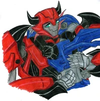 Arcee and cliffjumper hugging.jpg (57 KB) Finally back together! (by LegatoSummerBlue, Deviantart)