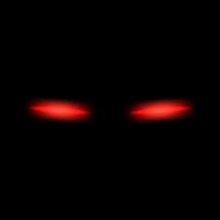 His red eyes you see in the dark.
