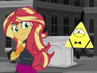 Sunset and Bill.png (791 KB) "Sunset Shimmer and Bill Cipher"