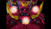 Commander Sazabi charging his three mega cannons.