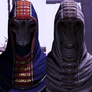 The salarian council members: (left) Valern from the first set and (right) Esheel from the second set. Valern is a male and Esheel is a female.