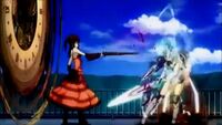 Kurumi Tokisaki using her Flintlock Carbine that shoots space time energy bullets.