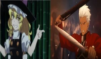 "Marisa Kirisame and Archer/Future Shirou Emiya"