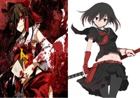 "Reimu Hakurei and Kurome"