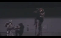 Kamen Rider Spear's Final Vent Part 3. Kamen Rider Spear jumps into the air on the weakened enemy and gives them a powerful rising knee strike against their body and creates an explosion from the strong attack.
