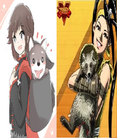 "Ruby Rose and Ibuki with their pets Zwei and Don-Chan"