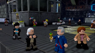 All the incarnations of The Doctor in Aperture Science. The Third Doctor's hand can be seen here.