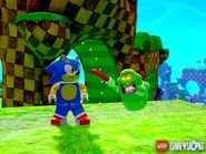 Slimer alongside Sonic the Hedgehog in Green Hill Zone