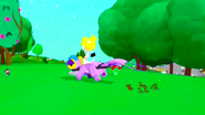 Bubbles riding the Super Skunk in Townsville Park.
