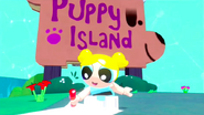 Bubbles on Puppy Island, colouring in a picture.