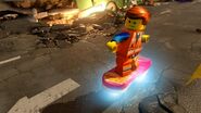 Emmet riding the Hoverboard