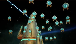 Aufgescheuchte Galaxikons in der Luft