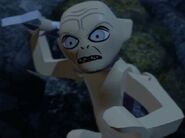 Gollum with a fish in LEGO The Lord of the Rings: The Video Game