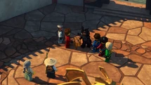 Garmadon wirft Wu die Goldene Rüstung zu.