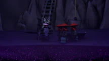 Garmadon beobachtet die Steinsamurai beim Sammeln des konzentrierten Bösen.