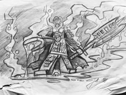 Früher Entwurf eines Steinsamurai