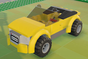 Lego yellow sports car shop