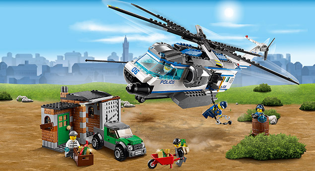 L'intervention de l'hélicoptère des pompiers Lego