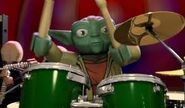 Yoda on the drums in Bombad Bounty.