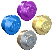 The four main types of studs featured in LEGO games. Including Silver, Gold, Blue and Purple.