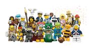 A CGI of all the minifigures