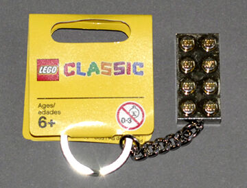 Gold lego keychain deals