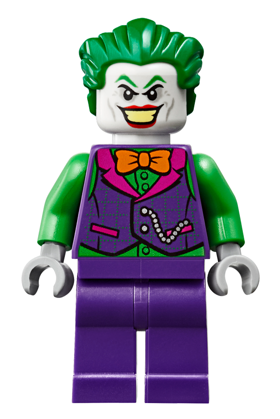 Lego MINIFIGURE The Joker - Dark Pink Suit, Open Mouth Grin Closed Mouth