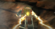 Belloq's death in LEGO Indiana Jones 2: The Adventure Continues, moments before exploding