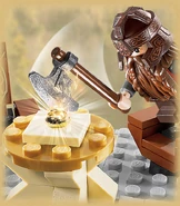 Gimli attempting to smash the ring