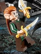 Tauriel, wielding her twin daggers, with her alternate face showing