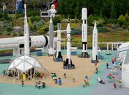 Cluster of rockets with a children's play area