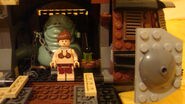 Jabba with Leia in his sail barge.