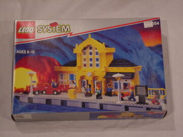 Lego yellow train station shop