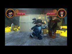 Jack and Barbossa duelling in LEGO Pirates of the Carribean: The Video Game for the Nintendo 3DS