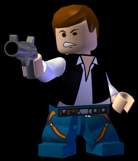 Lego Star Wars Minifigures Hans Solo w Gun ** STAR WARS EPISODE 4/5/6 ** 2008 