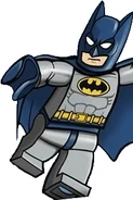 A cartoon image of Batman that appears on the DC sets based on his franchise