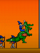 Majisto riding a green dragon in Fun to Build