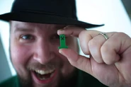 Minecraft's founder "Notch" (Markus Persson) with a Micro Mob of a Creeper