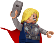 Thor raising his hammer to attack