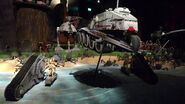 The Droid Gunship and two Tank Droids battle an All-Terrain Attack Pod (AT-AP) and the Turbo Tank