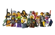 The sixteen minifigures
