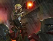 Sliding down stairs at Helm's Deep on an Uruk shield.