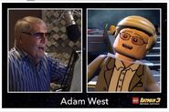 Adam West working on a voice recording for his own character