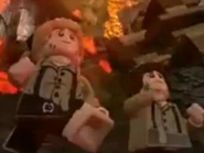 Frodo and Sam retreating from Mount Doom